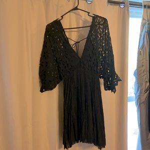 Sleeve detail black dress